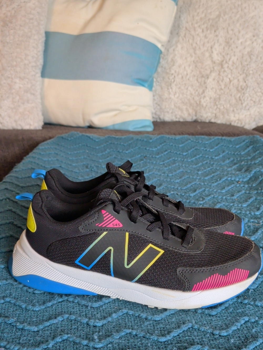 New Balance Women's Black New Balance Sneakers with Blue, Yellow & Pink Accents